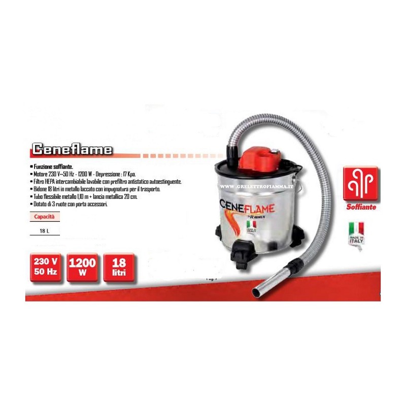 ASPIRATORE ASPIRACENERE ELETTRICO CENEFLAME 1200W STUFA PELLET CAMINO
