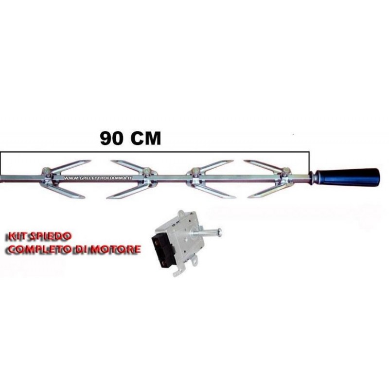 ASTA SPIEDO CM 90 + MOTORE ELETTRICO GIRARROSTO PER CAMINO O BARBECUE