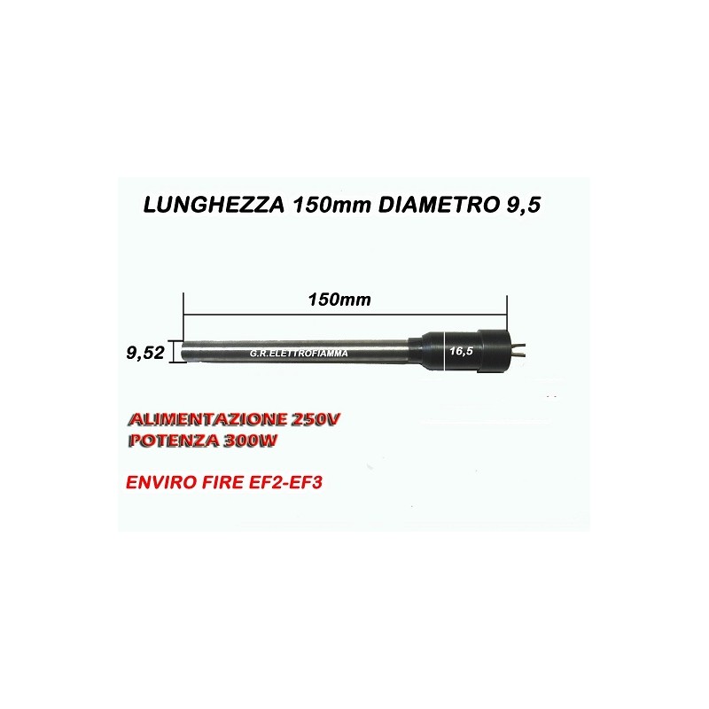 CANDELETTA STUFA PELLET 9,5x150 300W ENVIRO EF3 EF2 MERIDIAN