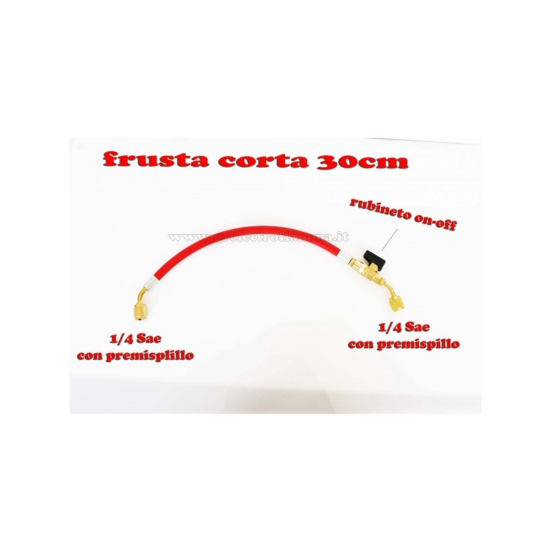 FRUSTA CORTA CON RUBINETTO RICARICA GAS R404A R407C R134A R22 1/4-1/4