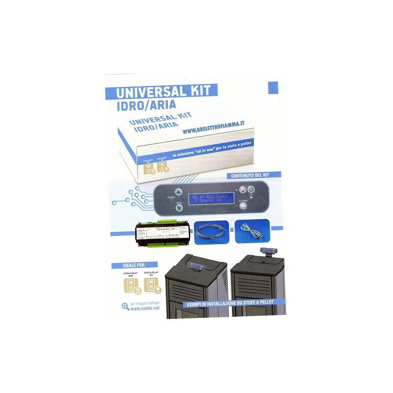 KIT COMPLETO CENTRALINA DISPLEY SONDA CONTROLLO STUFA A PELLET IDRO UNIVERSALE