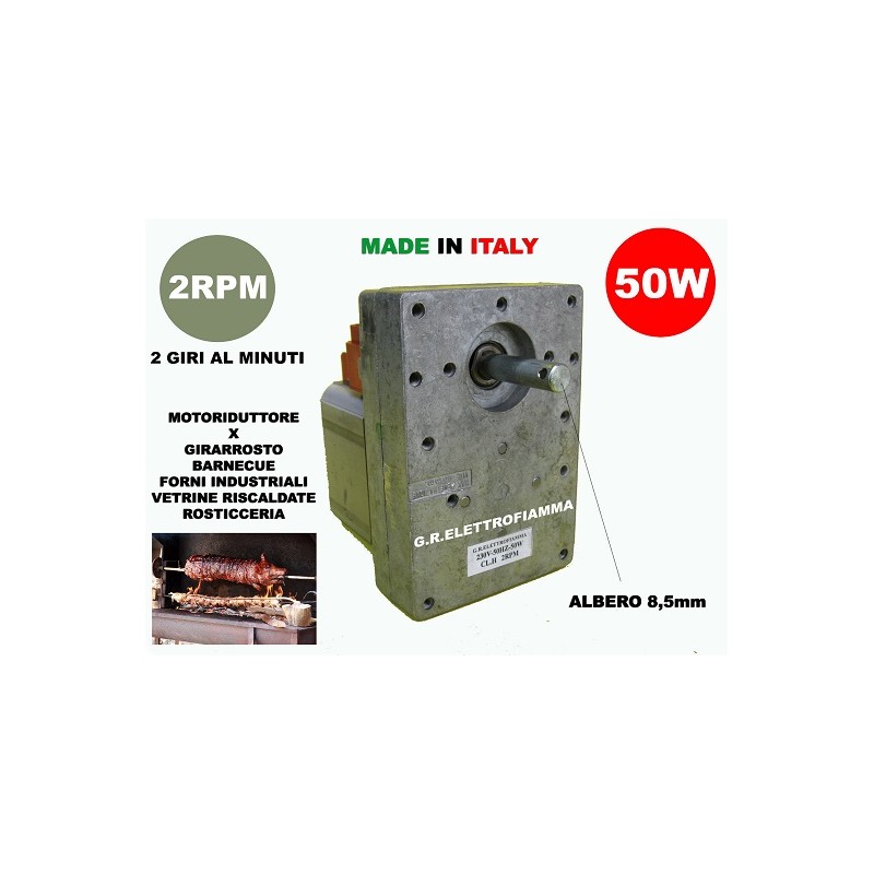 MOTORE MOTORIDUTTORE PER GIRARROSTO POTENTE 50W 2RPM GRILL BARBECUE ASTA SPIEDO FORNO