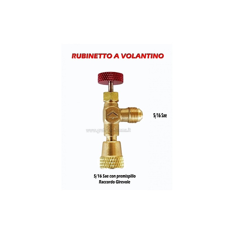 RUBINETTO DI INTERVENTO 5/16 X 5/16 Sae GAS R410A R32 CONNESSIONE BOMBOLA CLIMATIZZATORE