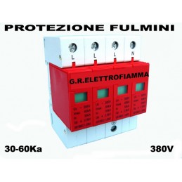 SCARICATORE SOVRATENSIONE SOVRATENZIONE PROTEZIONE FULMINI 4P 30-60Ka . 380 V AC