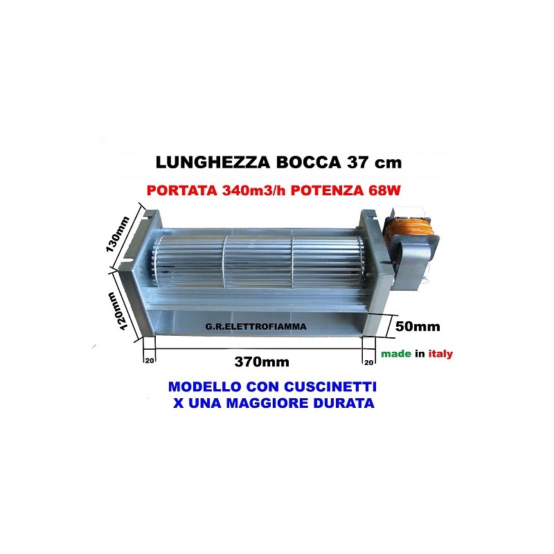 VENTILATORE TANGENZIALE VENTILCONVETTORE STUFA CAMINO LUNGHEZZA 37 CM PIU MOTORE DX