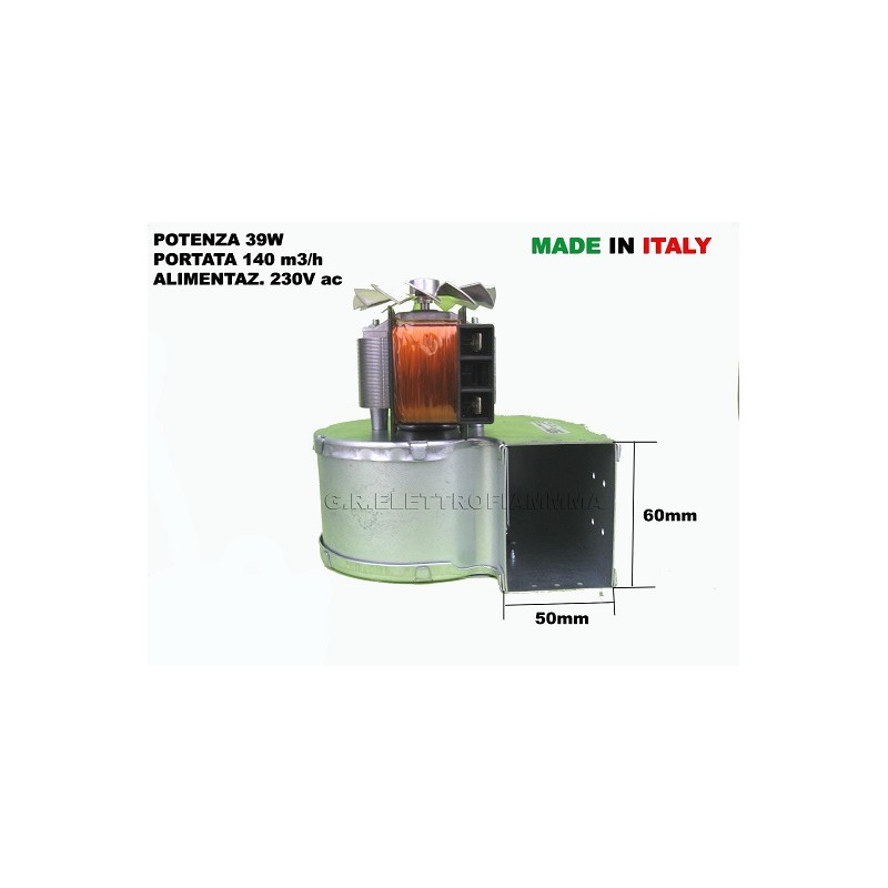 VENTOLA EMMEVI COD.204658 VENTILATORE CENTRIFUGO ARIA CALDA PER STUFE A PELLET DISTRIDUTORE AUTOMATICO MOTORE DX