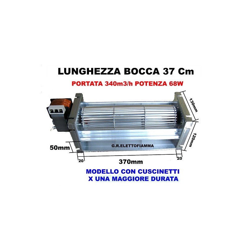 VENTOLA TANGENZIALE VENTILCONVETTORE STUFA CAMINO LUNGHEZZA 37 CM PIU MOTORE SX