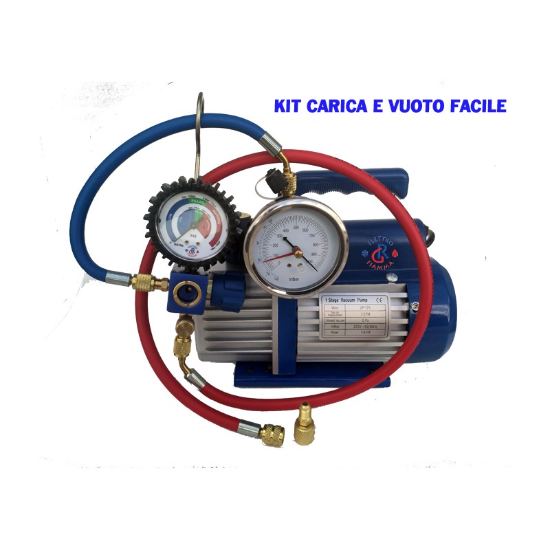 KIT CARICA E VUOTO POMPA 70 LT MANOMETRO RICARICHE GAS R410 R32 CONDIZIONATORE CLIMA NEW