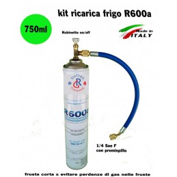 KIT RICARICA FAI DA TE GAS REFRIGERATE BOMBOLA R600a R600 BANCO FRIGO CONGELATORE