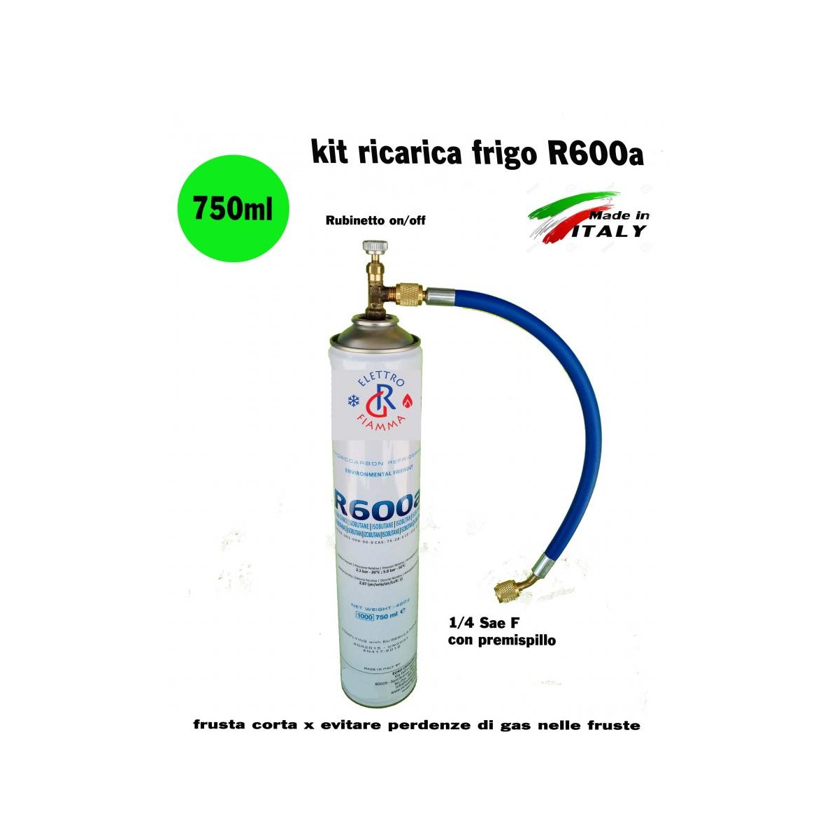 KIT RICARICA FAI DA TE GAS REFRIGERATE BOMBOLA R600a R600 BANCO FRIGO CONGELATORE
