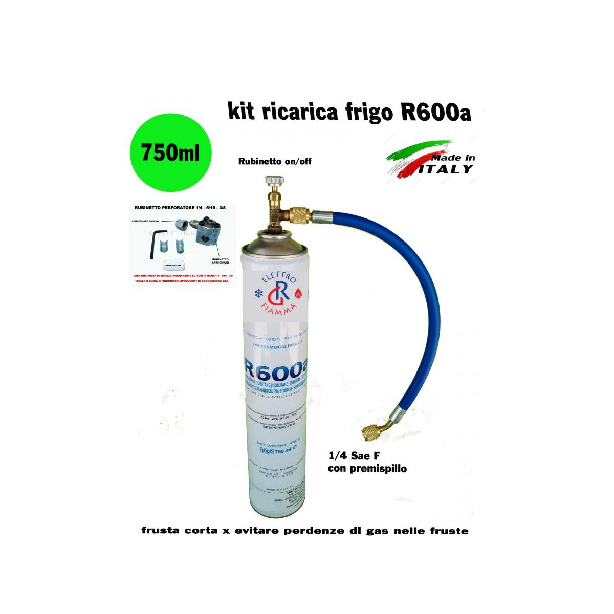KIT RICARICA FAI DA TE FRIGORIFERO CONGELATORE  GAS R600A