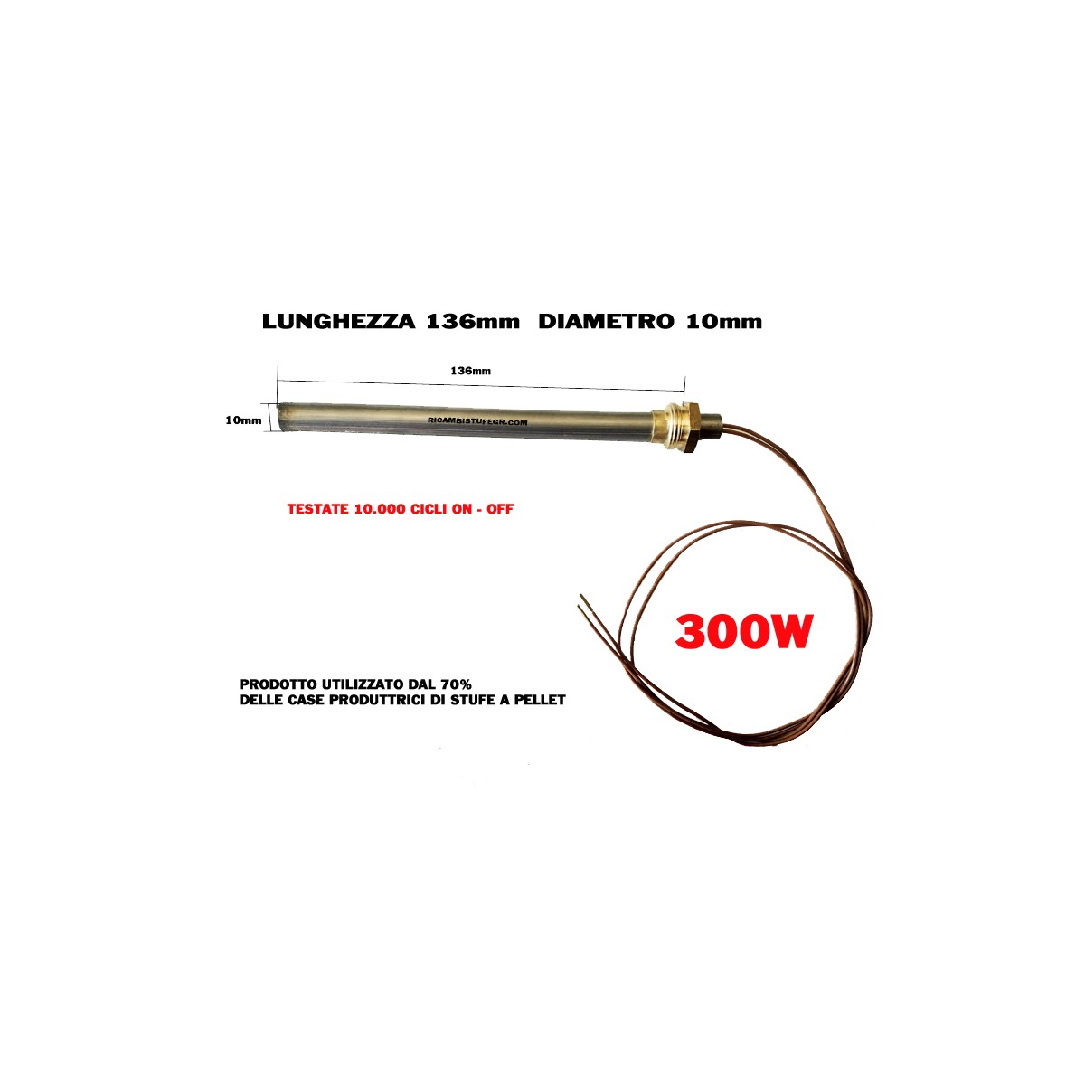 CANDELETTA RESISTENZA HT41816 HT55486 HT65012 CLOVER ZIBRO BION ELLEDI
