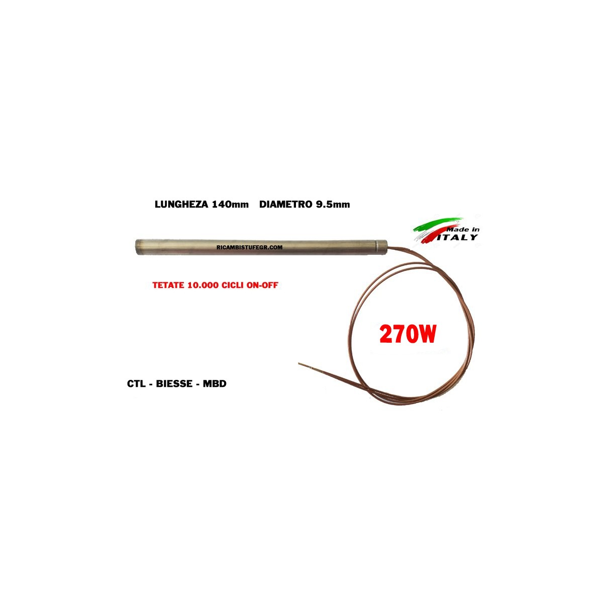 CANDELETTA 9.5X140 - 270W CTL BIESSE MDB