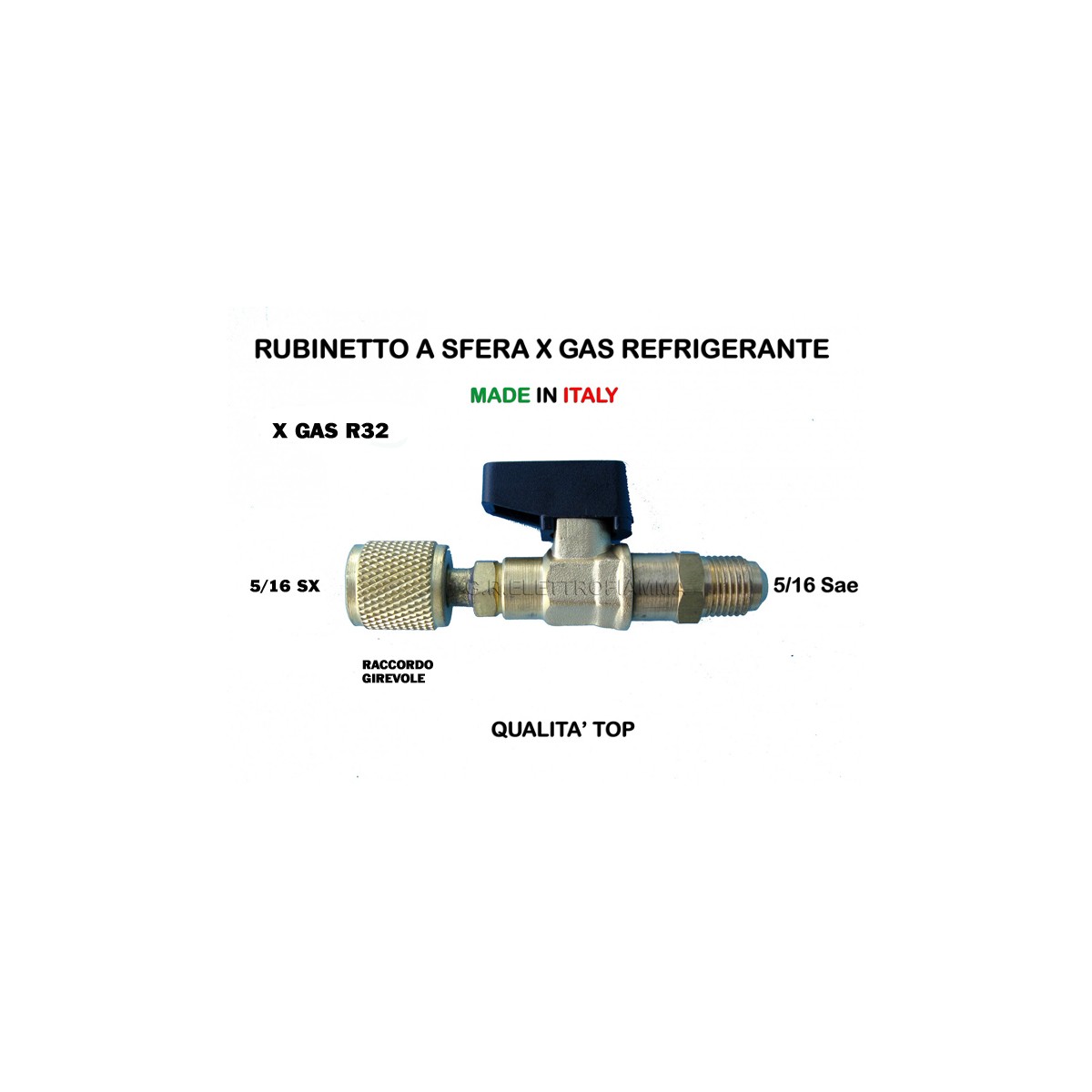 RUBINETTO A SFERA x Ricarica PER GAS REFRIGERANTE R32 M 5/16 x F 5/16 SX