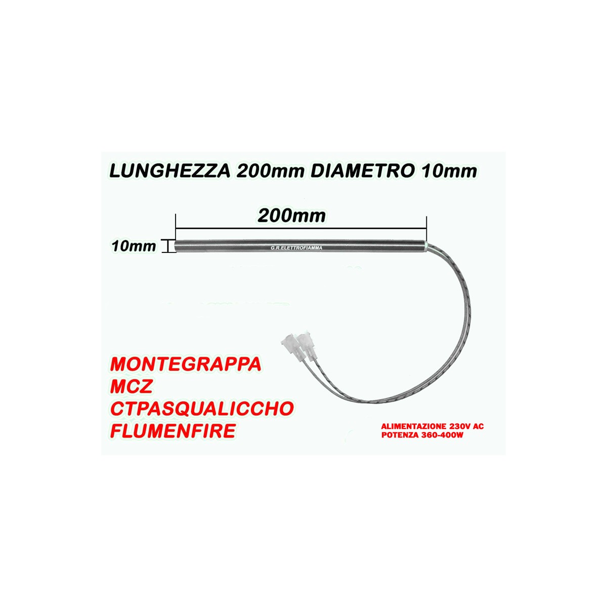 CANDELETTA 10X210 360W MONTEGRAPPA MCZ CTPASQUALICCHIO FLUMENFIRE CUORECALDO CLAM