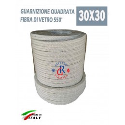 GUARNIZIONE QUADRATA FIBRA VETRO 30X30mm ALTA TEMPERATURA 550°