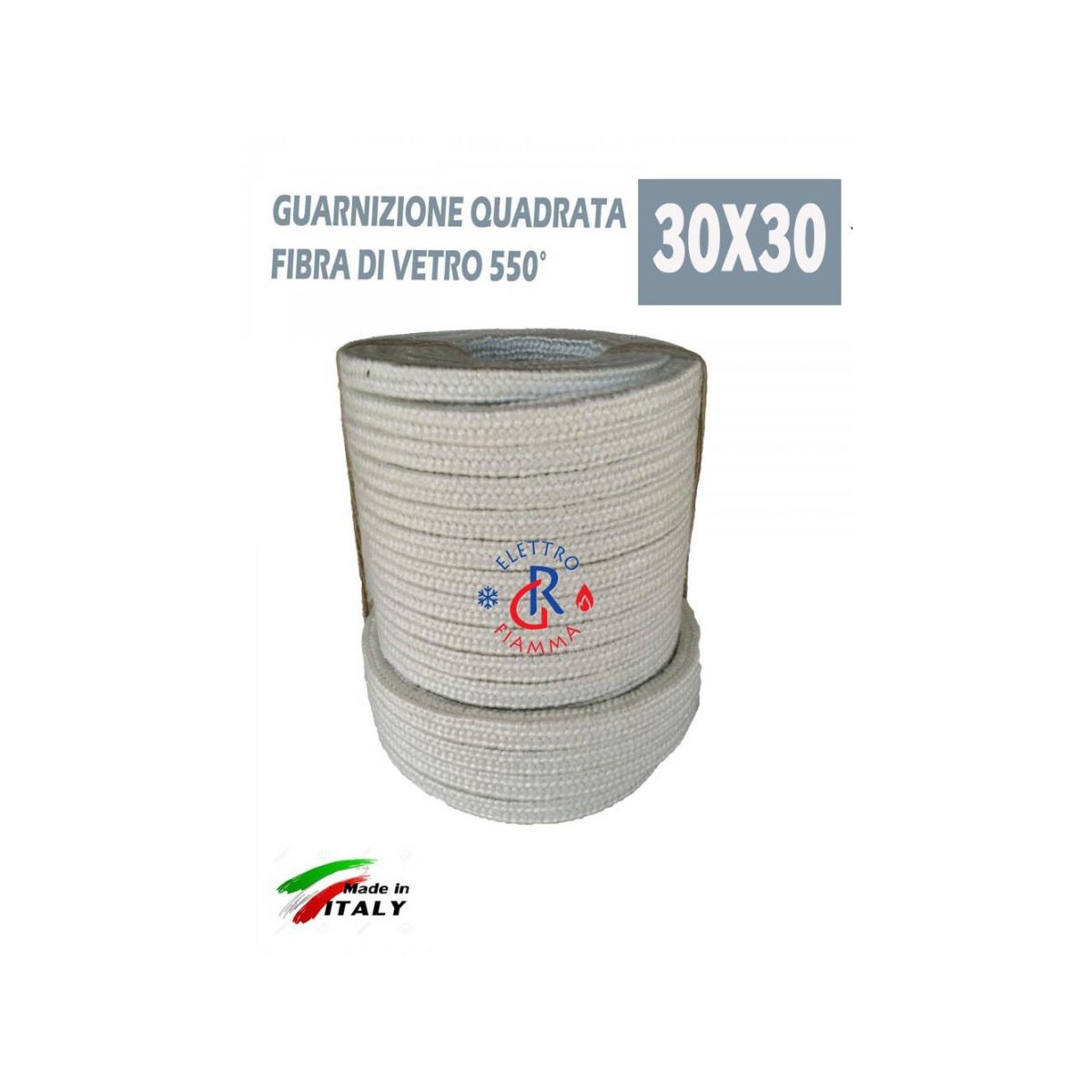GUARNIZIONE QUADRATA FIBRA VETRO 30X30mm ALTA TEMPERATURA 550°