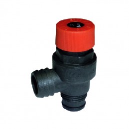 VALVOLA DI SICUREZZA IN PLASTICA AD INNESTO RAPIDO  Ø 18 E USCITA SCARICO CON PORTAGOMMA