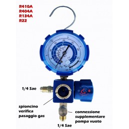 GRUPPO MANOMETRICO MULTIGAS UNA VIA BASSA PRESSIONE PER R410A R32 R134A R22 R404A
