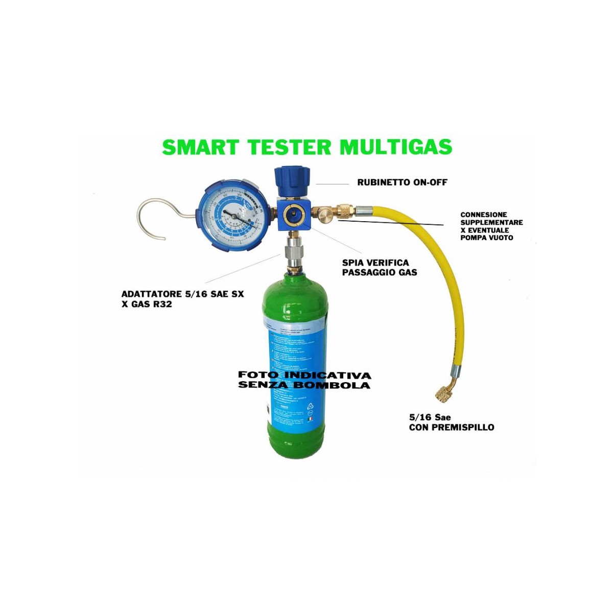 GRUPPO MANOMETRICO TESTER GAS R410A R32 R134A R404A COMPATTO