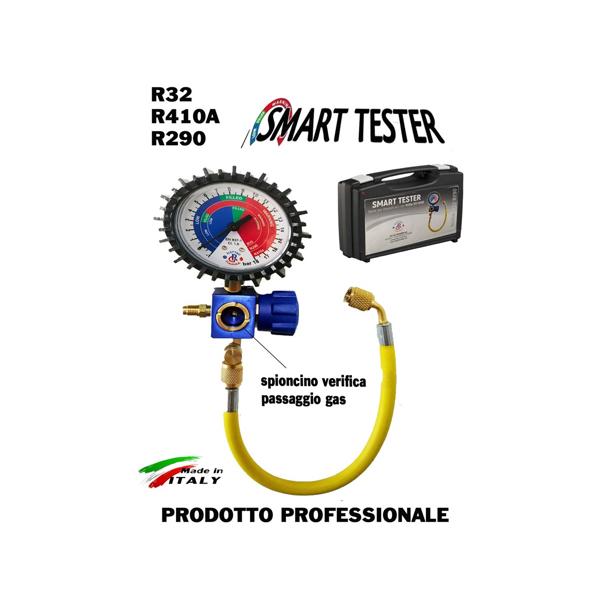 SMART TESTER GAS R410A R32 R290 TEST VERIFICA RICARICA CONDIZIONATORE