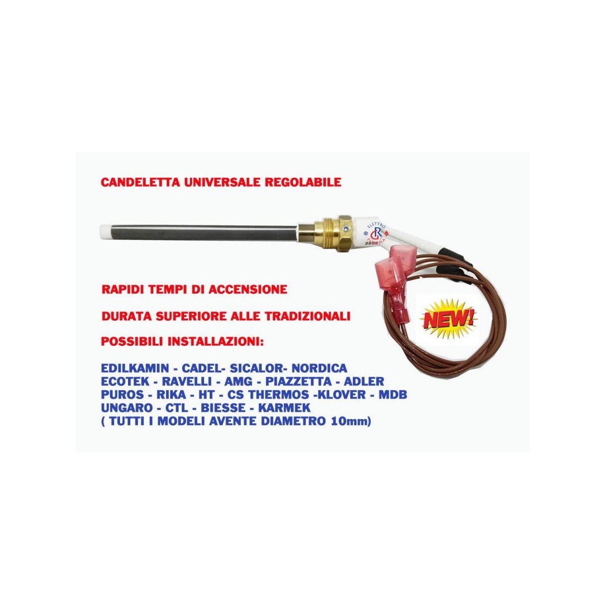 RESISTENZA ACCENSIONE CERAMICA STUFA A  PELLET D10 350W R.3/8 REGOLABILE
