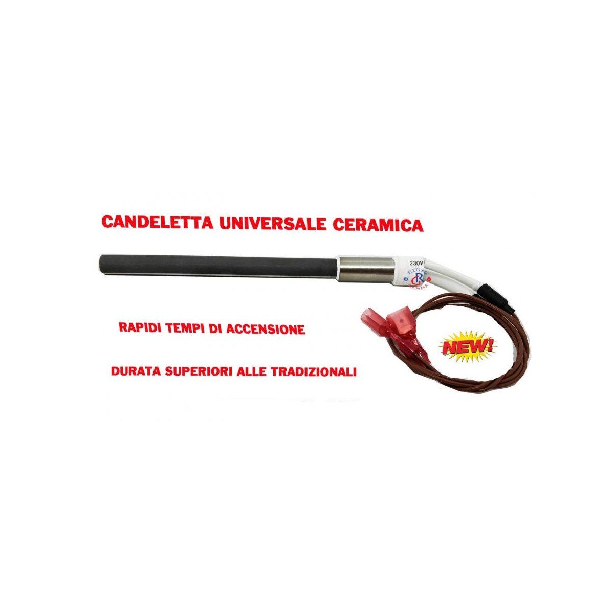CANDELETTA CERAMICA UNIVERSALE  CALDAIA PELLET D12.5x170 380-400W