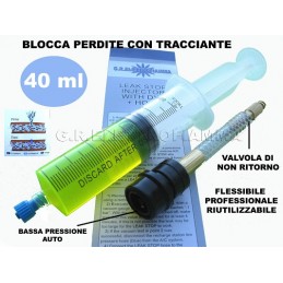 TURAFALLE A SIRINGA BLOCCA PERDITE CONDIZIONATORE FRIGO AUTO 40ML+FLEX